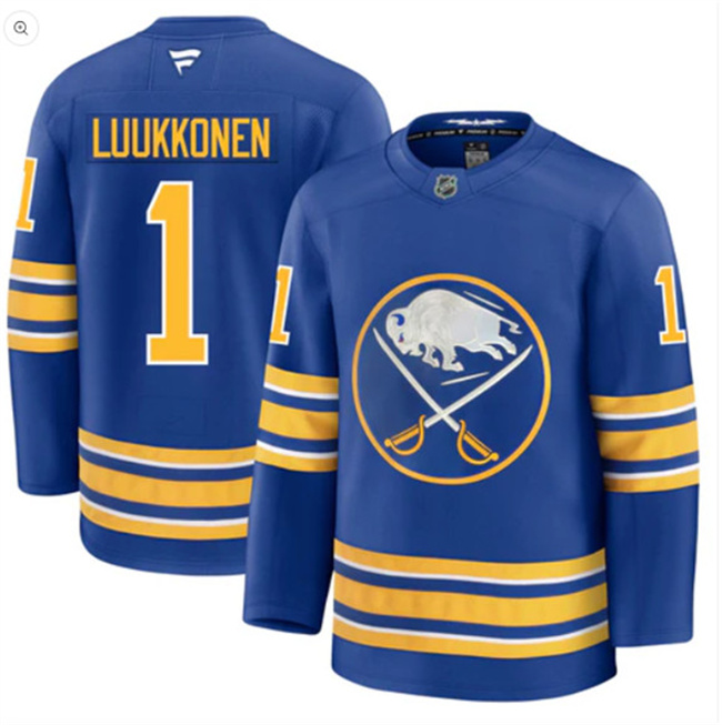 Men's Buffalo Sabres #1 Ukko-Pekka Luukkonen Blue Stitched Hockey Jersey